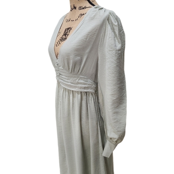 By The River Pleated Soft Mint Silver Striped Dress,US Women's Med (Listing As) - Picture 6 of 13